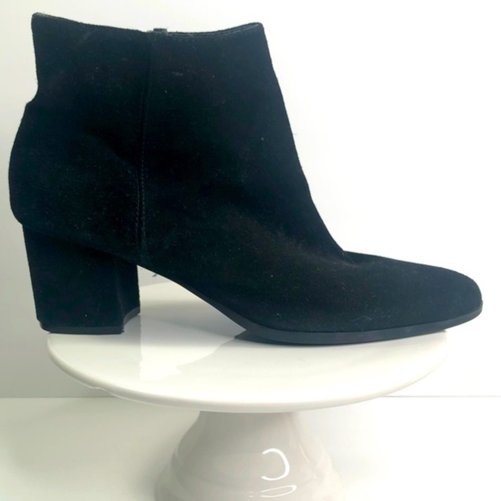 Franco Sarto Ankle Suede Black Block Boots #9